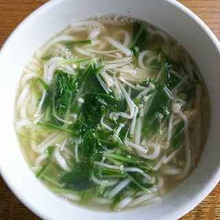 えのきと水菜のダシダうどん